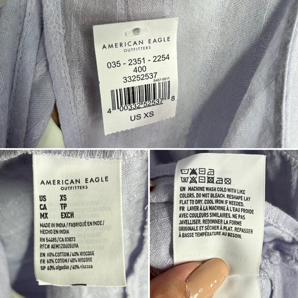 NWT American Eagle Babydoll tiered open Back Boho Bohemian lilac top Size XS - Picture 10 of 10
